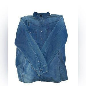 Harley-Davidson Dark Blue Denim Shirt Button Up Size Large